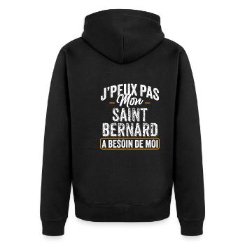 J'Peux Pas Mon Saint-Bernard A Besoin De Moi - Veste à capuche bio Premium Unisexe - noir - Dos - Nico (187cm)
