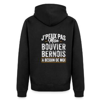 J'Peux Pas Mon Bouvier Bernois A Besoin De Moi - Veste à capuche bio Premium Unisexe - noir - Dos - Nico (187cm)