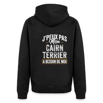 J'Peux Pas Mon Cairn Terrier A Besoin De Moi - Veste à capuche bio Premium Unisexe - noir - Dos - Nico (187cm)