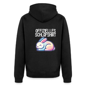 Hase Offizielles Schlafshirt - Für Müde - Unisex Premium Bio Zip Hoodie - Schwarz - Hinten - Nico (187cm)