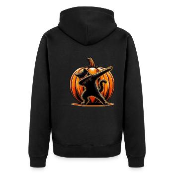 Happy Halloween, Scaredy Cat - Unisex Premium Organic Zip Hoodie - black - Back - Nico (187cm)