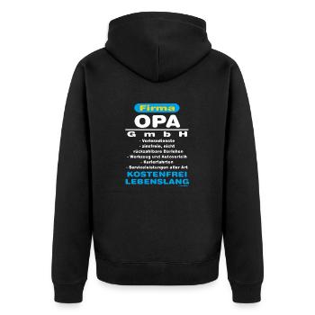 Opa GmbH RAHMENLOS® - Unisex Premium Bio Zip Hoodie - Schwarz - Hinten - Nico (187cm)