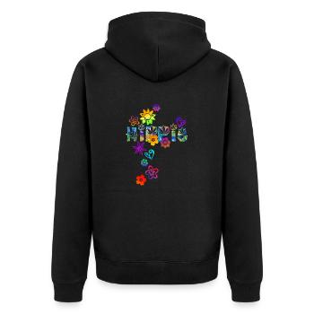 HIPPIE - Unisex Premium Organic Zip Hoodie - black - Back - Nico (187cm)