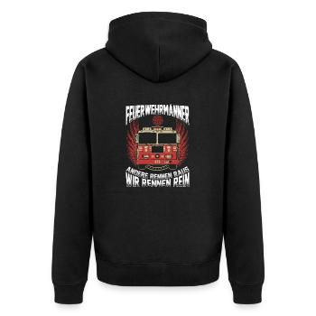 Feuerwehrmänner - Unisex Premium Bio Zip Hoodie - Schwarz - Hinten - Nico (187cm)