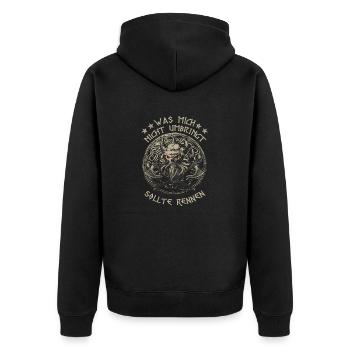 Renne! - Unisex Premium Bio Zip Hoodie - Schwarz - Hinten - Nico (187cm)