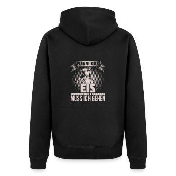 Ice hockey - call me - Unisex Premium Organic Zip Hoodie - black - Back - Nico (187cm)