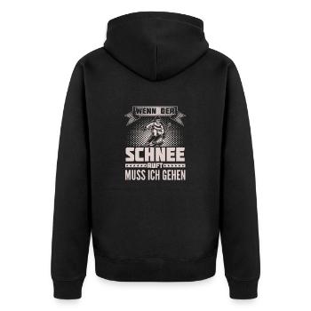 Skifahrer - Schnee ruft - Ich muss gehen - Unisex Premium Bio Zip Hoodie - Schwarz - Hinten - Nico (187cm)