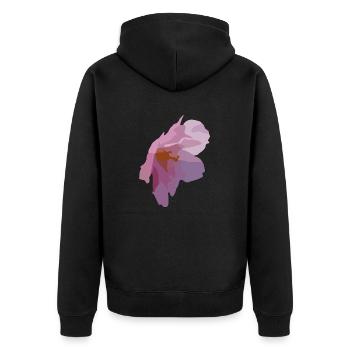 Blüten - Unisex Premium Bio Zip Hoodie - Schwarz - Hinten - Nico (187cm)