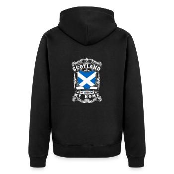 Scotland - My country - My home - Unisex Premium Organic Zip Hoodie - black - Back - Nico (187cm)
