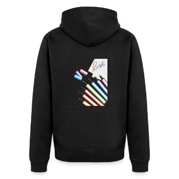 written love - Unisex Premium Organic Zip Hoodie - black - Back - Nico (187cm)