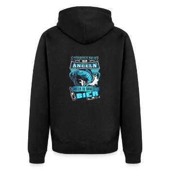 Not interrupting me fishing - beer - en - Unisex Premium Organic Zip Hoodie - black - Back - Nico (187cm)