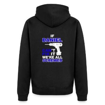 Daniel - Unisex Premium Bio Zip Hoodie - Schwarz - Hinten - Nico (187cm)