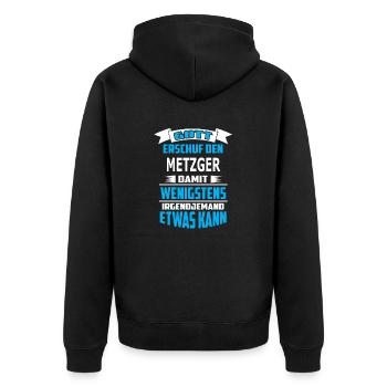 METZGER - Unisex Premium Bio Zip Hoodie - Schwarz - Hinten - Nico (187cm)