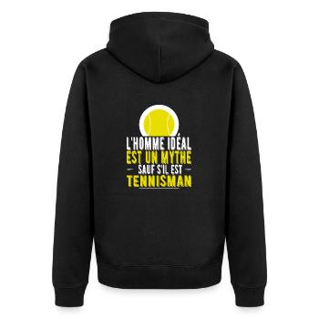 Homme idéal tennismen t-shirt cadeau - Veste à capuche bio Premium Unisexe - noir - Dos - Nico (187cm)