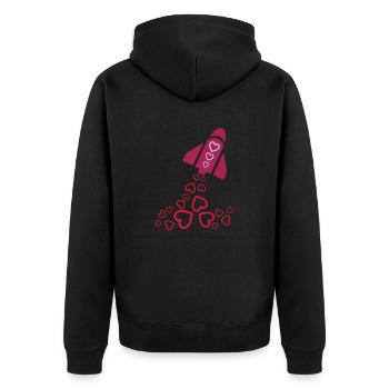 peace rocket pink - Unisex Premium Bio Zip Hoodie - Schwarz - Hinten - Nico (187cm)