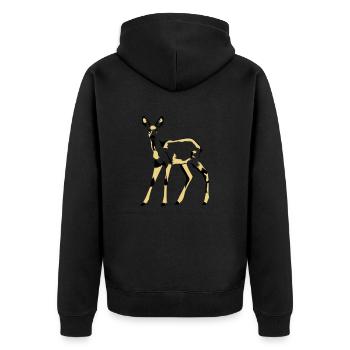 reh - Unisex Premium Bio Zip Hoodie - Schwarz - Hinten - Nico (187cm)