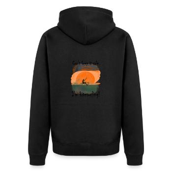 Kitesurfen - Unisex Premium Bio Zip Hoodie - Schwarz - Hinten - Nico (187cm)