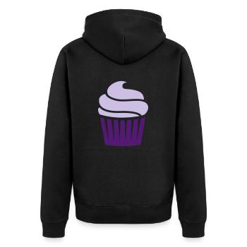 Cupcake zweifarbig - Unisex Premium Bio Zip Hoodie - Schwarz - Hinten - Nico (187cm)