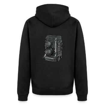Mamiya C330 - Unisex Premium Bio Zip Hoodie - Schwarz - Hinten - Nico (187cm)