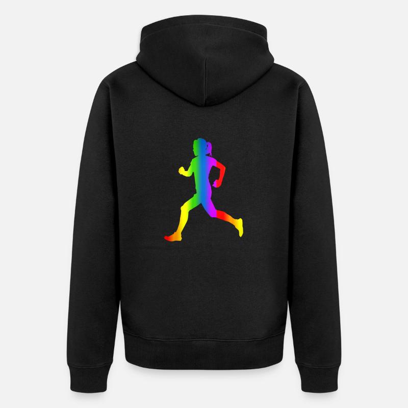 Bunter Läuferin Regenbogen - Unisex Premium Bio Zip Hoodie - Schwarz