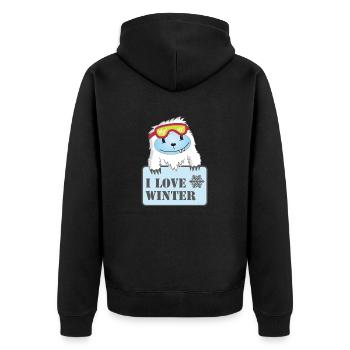 Yeti - J'aime l'hiver - Veste à capuche bio Premium Unisexe - noir - Dos - Nico (187cm)