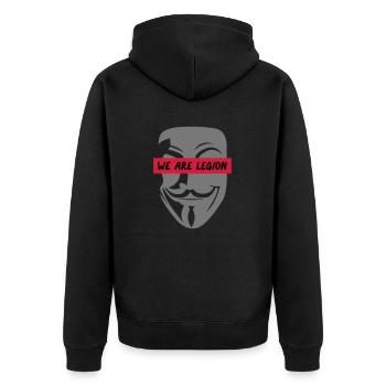 anonymous_we_are_legion_002 - Unisex Premium Organic Zip Hoodie - black - Back - Nico (187cm)