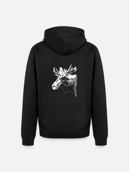 Elch - Moose - Unisex Premium Bio Zip Hoodie - Schwarz