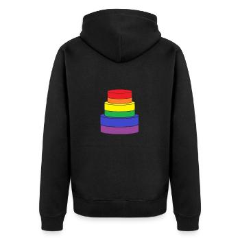 gay lgbt cake, Rainbow, rainbow - Unisex Premium Organic Zip Hoodie - black - Back - Nico (187cm)