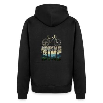 Mountain Bike - Unisex Premium Organic Zip Hoodie - black - Back - Nico (187cm)