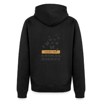 Animal Rights / Tierschutz - Unisex Premium Bio Zip Hoodie - Schwarz - Hinten - Nico (187cm)