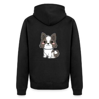 Border Collie - Unisex Premium Bio Zip Hoodie - Schwarz - Hinten - Nico (187cm)