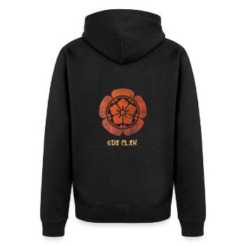 Japanese Oda Clan Sigil - Oda Nobunaga - Unisex Premium Organic Zip Hoodie - black - Back - Nico (187cm)