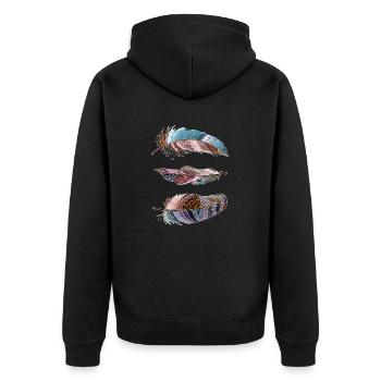 Feder - Unisex Premium Bio Zip Hoodie - Schwarz - Hinten - Nico (187cm)