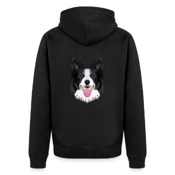 Polyart Border Collie - Unisex Premium Organic Zip Hoodie - black - Back - Nico (187cm)