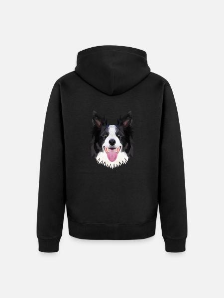 Polyart Border Collie - Unisex Premium Organic Zip Hoodie - black