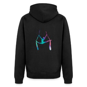 Aerial Yoga - Unisex Premium Bio Zip Hoodie - Schwarz - Hinten - Nico (187cm)