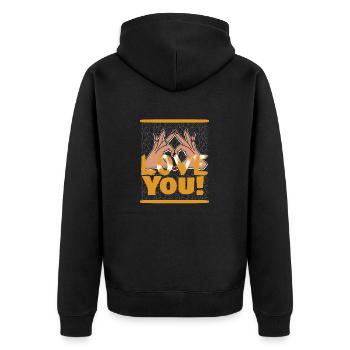 Love - I love you - Unisex Premium Organic Zip Hoodie - black - Back - Nico (187cm)
