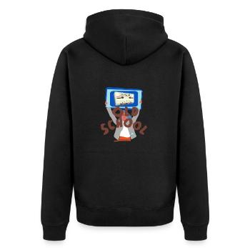 Oldschool Music - Unisex Premium Organic Zip Hoodie - black - Back - Nico (187cm)