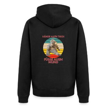 Füsse aus m Mund - Unisex Premium Bio Zip Hoodie - Schwarz - Hinten - Nico (187cm)