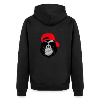 Gorillawear - Unisex Premium Bio Zip Hoodie - Schwarz - Hinten - Nico (187cm)