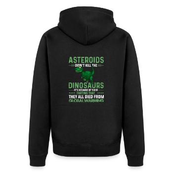 Asteroids Dinosaurs Global Warming - Veste à capuche bio Premium Unisexe - noir - Dos - Nico (187cm)