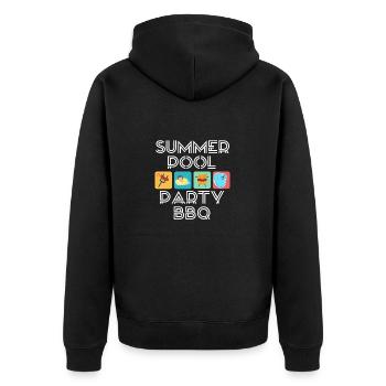 Sommer - Unisex Premium Bio Zip Hoodie - Schwarz - Hinten - Nico (187cm)