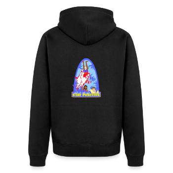Surferdude -Wellenreiter - Unisex Premium Bio Zip Hoodie - Schwarz - Hinten - Nico (187cm)