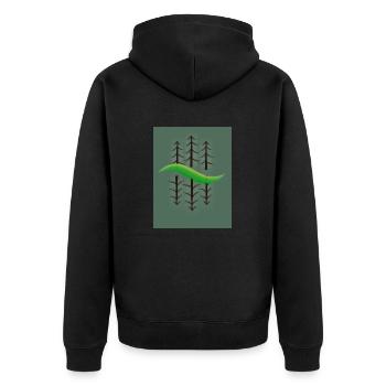 Abstrakte Natur Tannen Design Shirts etc. Grün - Unisex Premium Bio Zip Hoodie - Schwarz - Hinten - Nico (187cm)