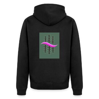 Abstrakte Natur Tannen Design Shirts etc. Pink - Unisex Premium Bio Zip Hoodie - Schwarz - Hinten - Nico (187cm)