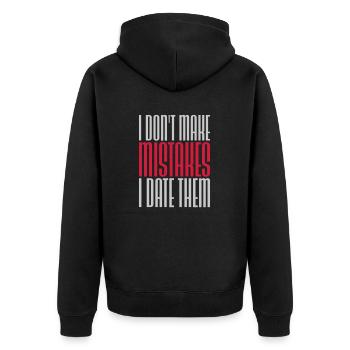 Date Mistakes Quote Logo - Unisex Premium Organic Zip Hoodie - black - Back - Nico (187cm)