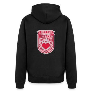 Date Mistakes Quote Logo - Unisex Premium Organic Zip Hoodie - black - Back - Nico (187cm)