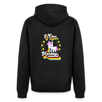 I Love Mondays Einhorn - Unisex Premium Bio Zip Hoodie - Schwarz - Hinten - Nico (187cm)