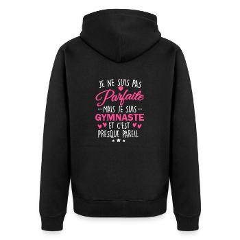 pas parfaite mais gymnaste / humour gymnaste - Veste à capuche bio Premium Unisexe - noir - Dos - Nico (187cm)