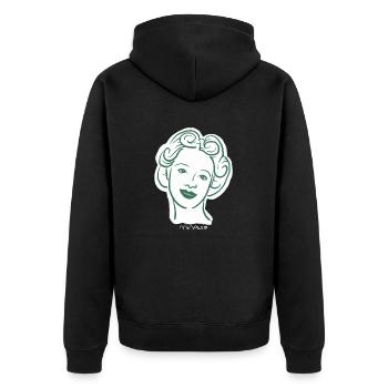 30er Jahre / Frau Porträt / Frauenpower / minavi - Unisex Premium Bio Zip Hoodie - Schwarz - Hinten - Nico (187cm)